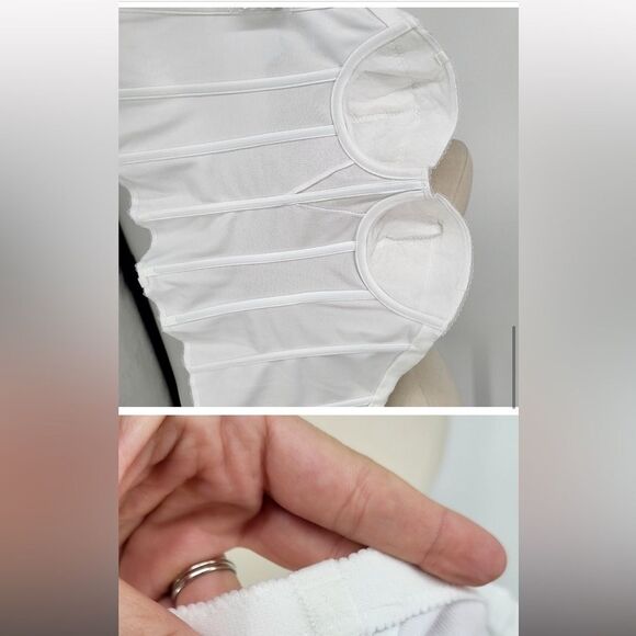 Dominique Satin Corset Bra Top‎ Clasp Up Back White Straps 34C Bridal - Picture 6 of 8